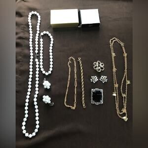 Vintage sarah Coventry costume jewelry lot 9 pieces satin beads gold tone brooch